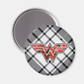 Rote Rosen und Kariertes Wonder Woman Logo Magnet (Vorderseite/Rückseite)