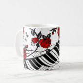 Rote Rosen und Klaviertasten, Blickfang! Kaffeetasse (Vorderseite Links)