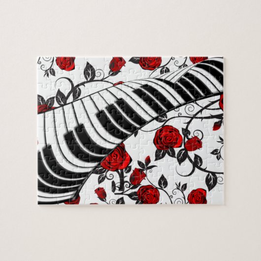 Rote Rosen und Klaviertasten, Blickfang! Puzzle (Horizontal)
