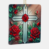 Rote Rosen und Kreuzzauberer Keramikornament (Rechts)