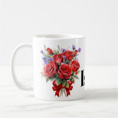 Rote Rosen und Lavendel - personalisierte Umarmung Kaffeetasse (Links)