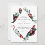 Rote Rosen und Lila Blumenzargen Einladung (Vorderseite)