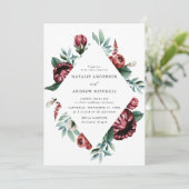 Rote Rosen und Lila Blumenzargen Einladung (Stehend Vorderseite)