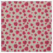 rote Rosen und markante grüne Streifen Stoff (Muster)