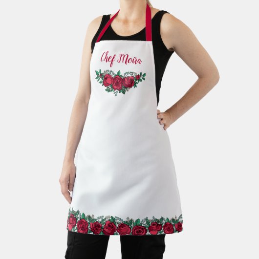 Rote Rosen und Name in Script Schürze (InSitu)