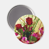 Rote Rosen und Orchideen_ Magnet (Vorderseite/Rückseite)