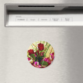 Rote Rosen und Orchideen_ Magnet (In Situ (Geschirrspüler))