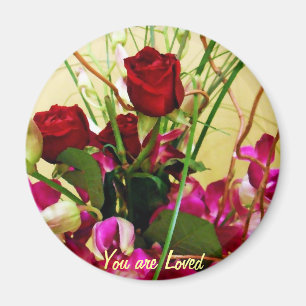 Rote Rosen und Orchideen_ Magnet