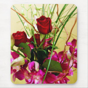 Rote Rosen und Orchideen_ Mousepad