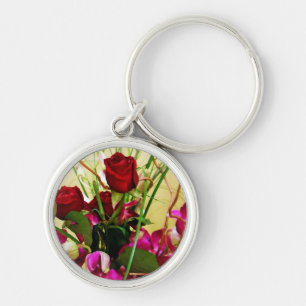 Rote Rosen und Orchideen_ Schlüsselanhänger