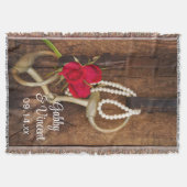 Rote Rosen und Pferdchen-Western Hochzeit Decke (Vorderseite)