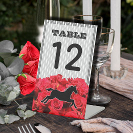 Rote Rosen und Racehorse Derby Brautparty Sockelschild