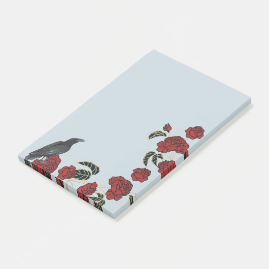 Rote Rosen und Raven Post-it Klebezettel (angewinkelt)