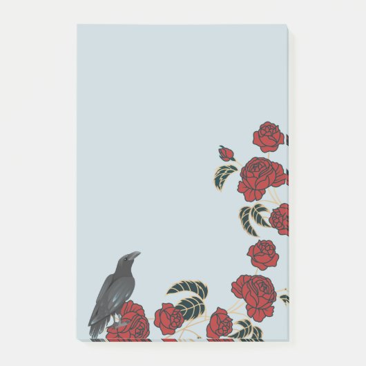 Rote Rosen und Raven Post-it Klebezettel (Vorderseite)