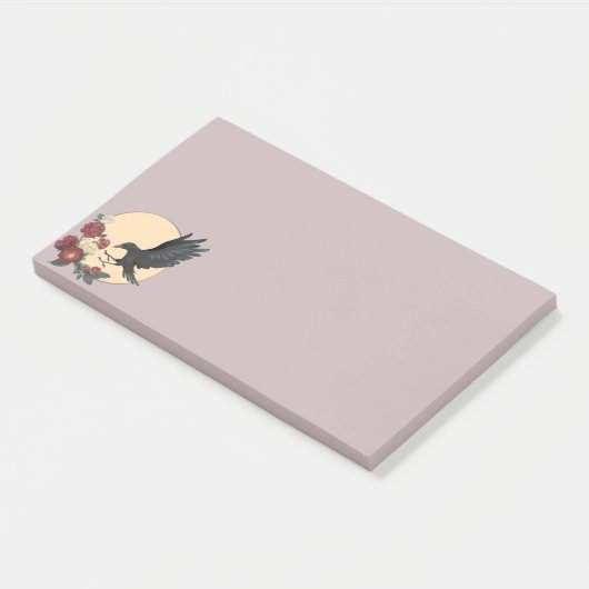 Rote Rosen und "Raven Post-it Notes" Klebezettel (angewinkelt)