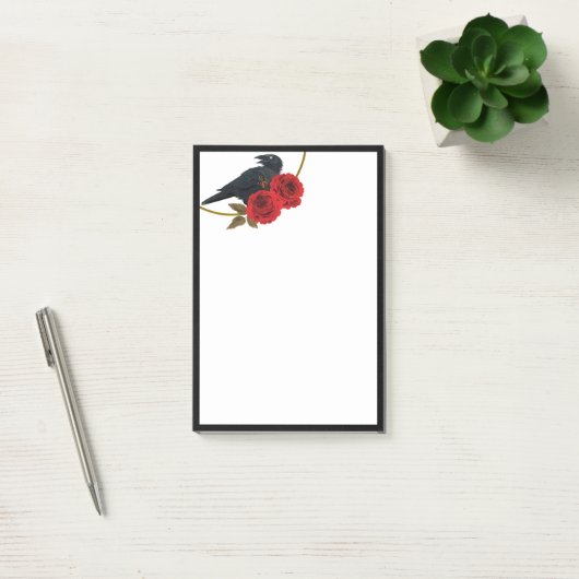 Rote Rosen und "Raven Post-it Notes" Post-it Klebezettel (Büro)