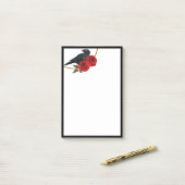 Rote Rosen und "Raven Post-it Notes" Post-it Klebezettel (Auf Schreibtisch)