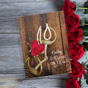 Rote Rosen- und Reitpferde Western Hochzeit Notizblock