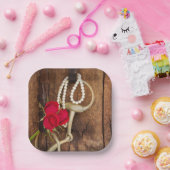 Rote Rosen- und Reitpferde Western Hochzeit Pappteller (Party)