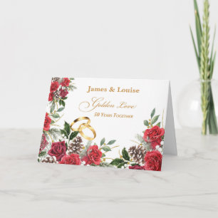 rote Rosen und Rings zum 50. Hochzeitstag Karte