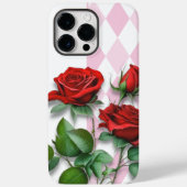 Rote Rosen und rosa und weißes Diamantmuster Case-Mate iPhone Hülle (Rückseite)