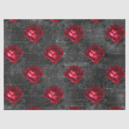 Rote Rosen und Schreiben über das "Gray Decoupage" Seidenpapier