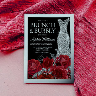 Rote Rosen und schwarze Hochzeits-Party mit Silber Folieneinladung