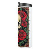 Rote Rosen und Skelettskull Art Nouveau Thermosbecher (Nach rechts gedreht)