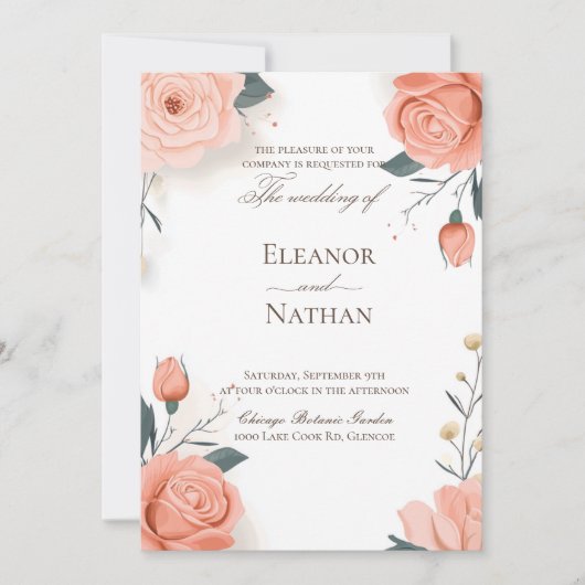 Rote Rosen und Sommerfrühlingssehen Einladung (Vorderseite)