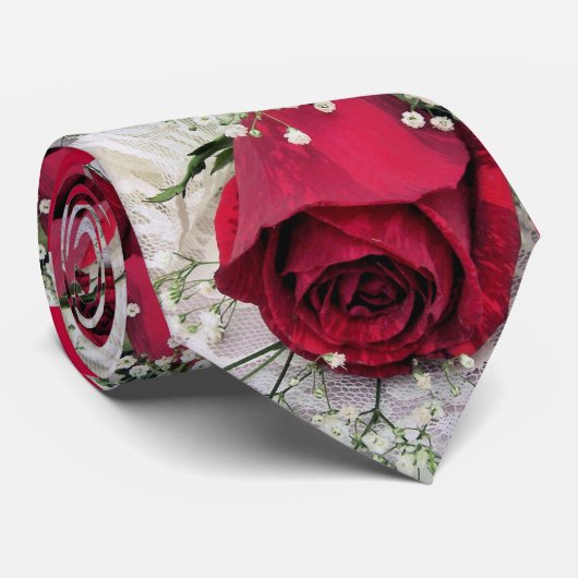 Rote Rosen und Spitze-Krawatte Krawatte (Gerollt)