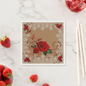 Rote Rosen und Spitzen - Zollpapiere Napkins Serviette (Beispiel)