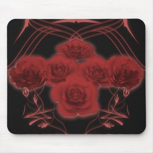 Rote Rosen und Stammesmuster - Mousepad (Vorne)