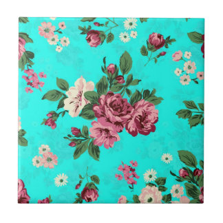 Rote Rosen- und Weißmilchmuster Fliese