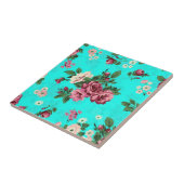 Rote Rosen- und Weißmilchmuster Fliese (Seite)