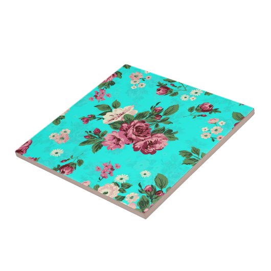 Rote Rosen- und Weißmilchmuster Fliese (Seite)