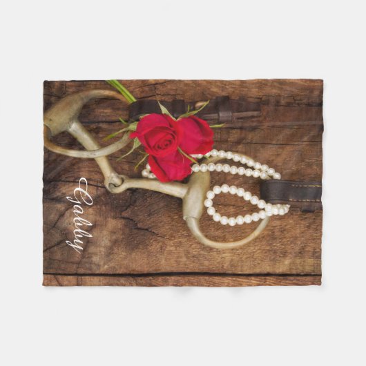 Rote Rosen und Western für Pferde und Pferde Fleecedecke (Vorderseite (Horizontal))