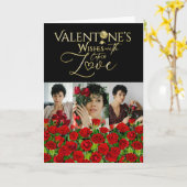 Rote Rosen Valentinstag Fotocollage Karte (Gelbe Blume)