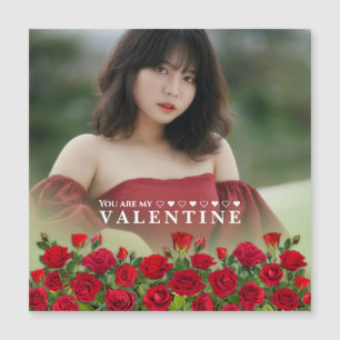 Rote Rosen Valentinstag Individueller Text Foto-Gr Magnetkarte