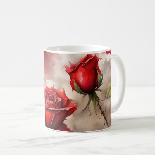 Rote Rosen Valentinstag oder Danke Kaffeetasse (VorderseiteRechts)