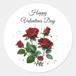 Rote Rosen Valentinstag Runder Aufkleber