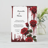 Rote Rosen Vampire Goth Wedding Einladung (Stehend Vorderseite)