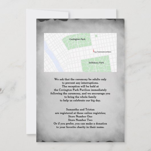 Rote Rosen Vampire Goth Wedding Einladung (Rückseite)