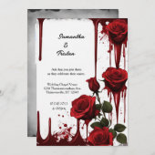 Rote Rosen Vampire Goth Wedding Einladung (Vorne/Hinten)
