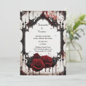 Rote Rosen Vampire Goth Wedding Einladung (Stehend Vorderseite)