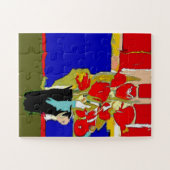 Rote Rosen Vase Art Deco Puzzle (Horizontal)