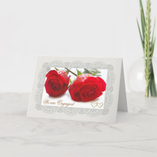 Rote Rosen Verlobungsanzeige Karte