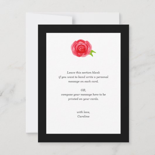 Rote Rosen Vielen Dank Dankeskarte (Rückseite)