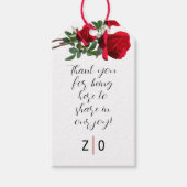 Rote Rosen Vielen Dank, dass Sie die Krawatte über Geschenkanhänger (Vorderseite)