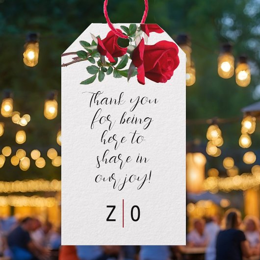 Rote Rosen Vielen Dank, dass Sie die Krawatte über Geschenkanhänger