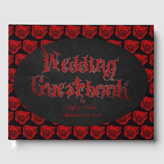 Rote Rosen Viktorianisch Goth Wedding Gästebuch (Vorderseite)